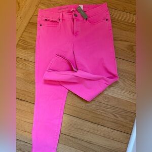 J CREW NEON PINK Toothpick super skinny ankle zip  Jeans size 32 NWT